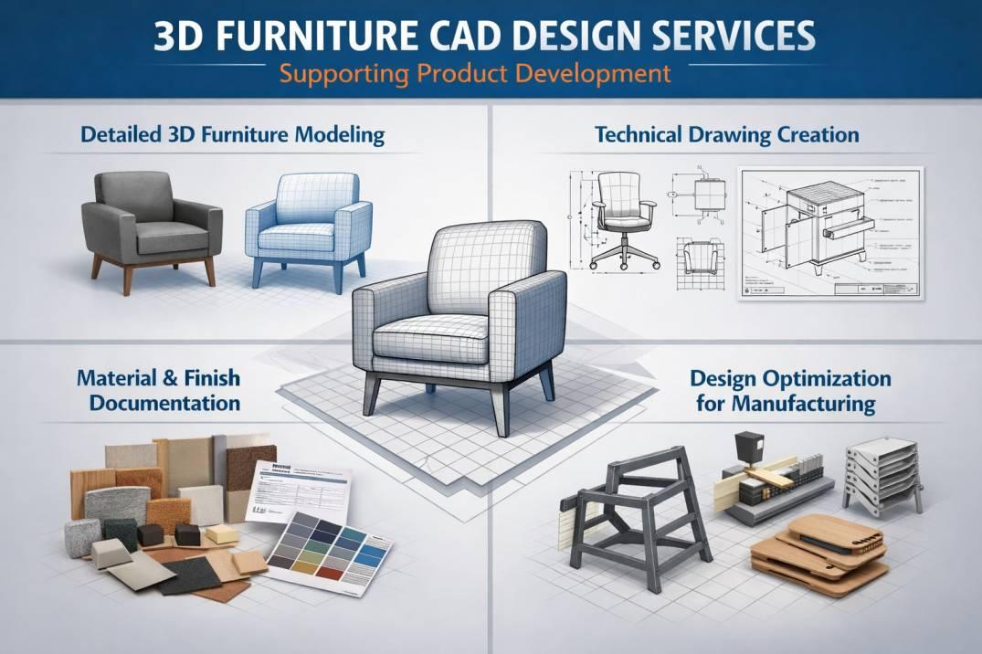 3D furniture CAD model supporting product design and development